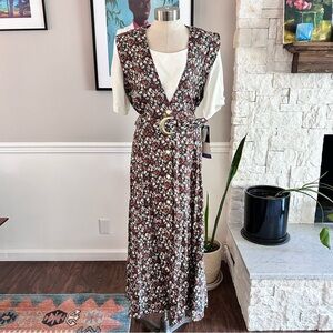 NWT Vintage Floral Maxi Dress Cottagecore Prairie Made in USA 90s Size Large